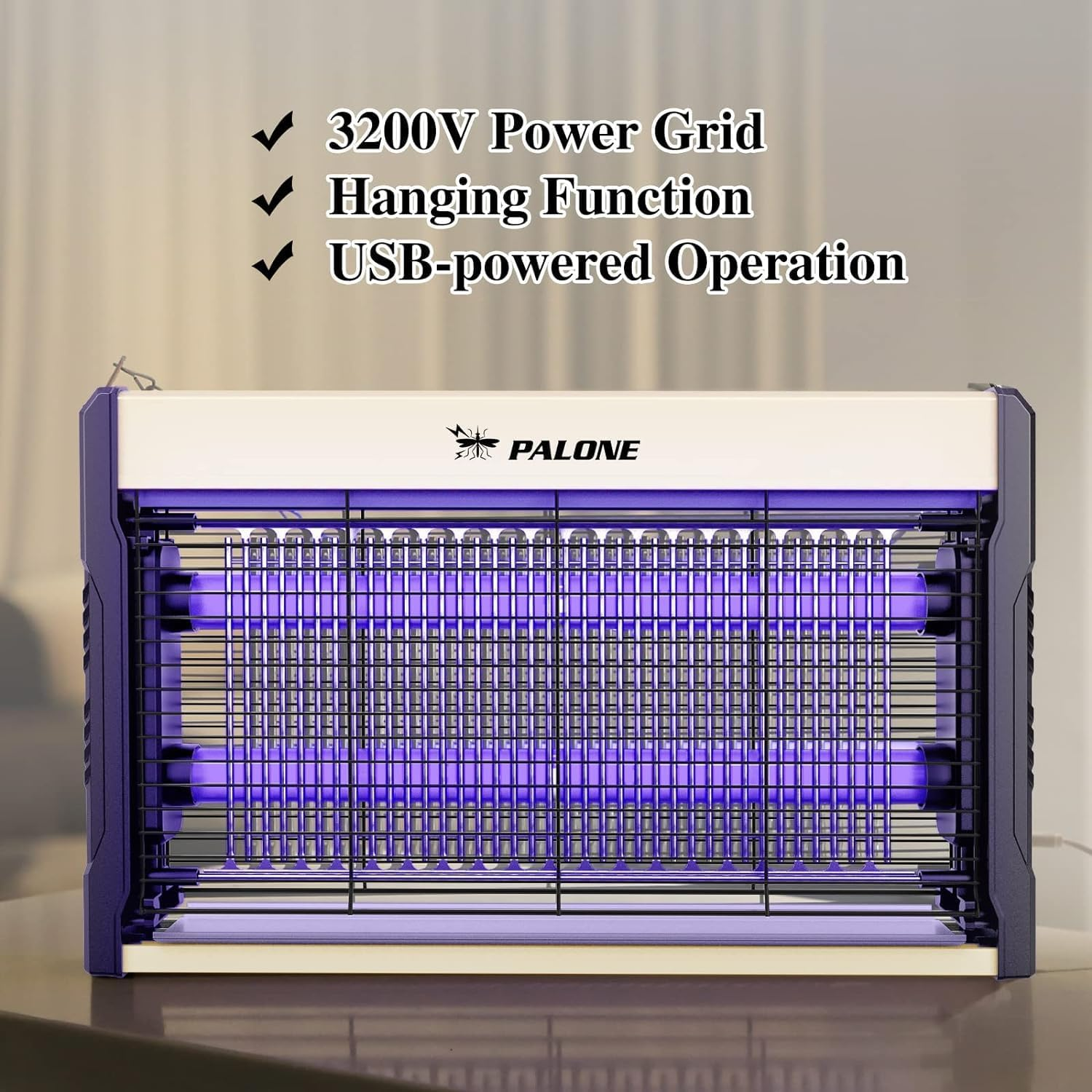 PALONE Fly Killer Electric Fly Zapper 3200V USB Port Powerful Mosquitoes Killer Lamp Hangable Bug Zapper Insect Killer for Indoor Outdoor Garden image number 5