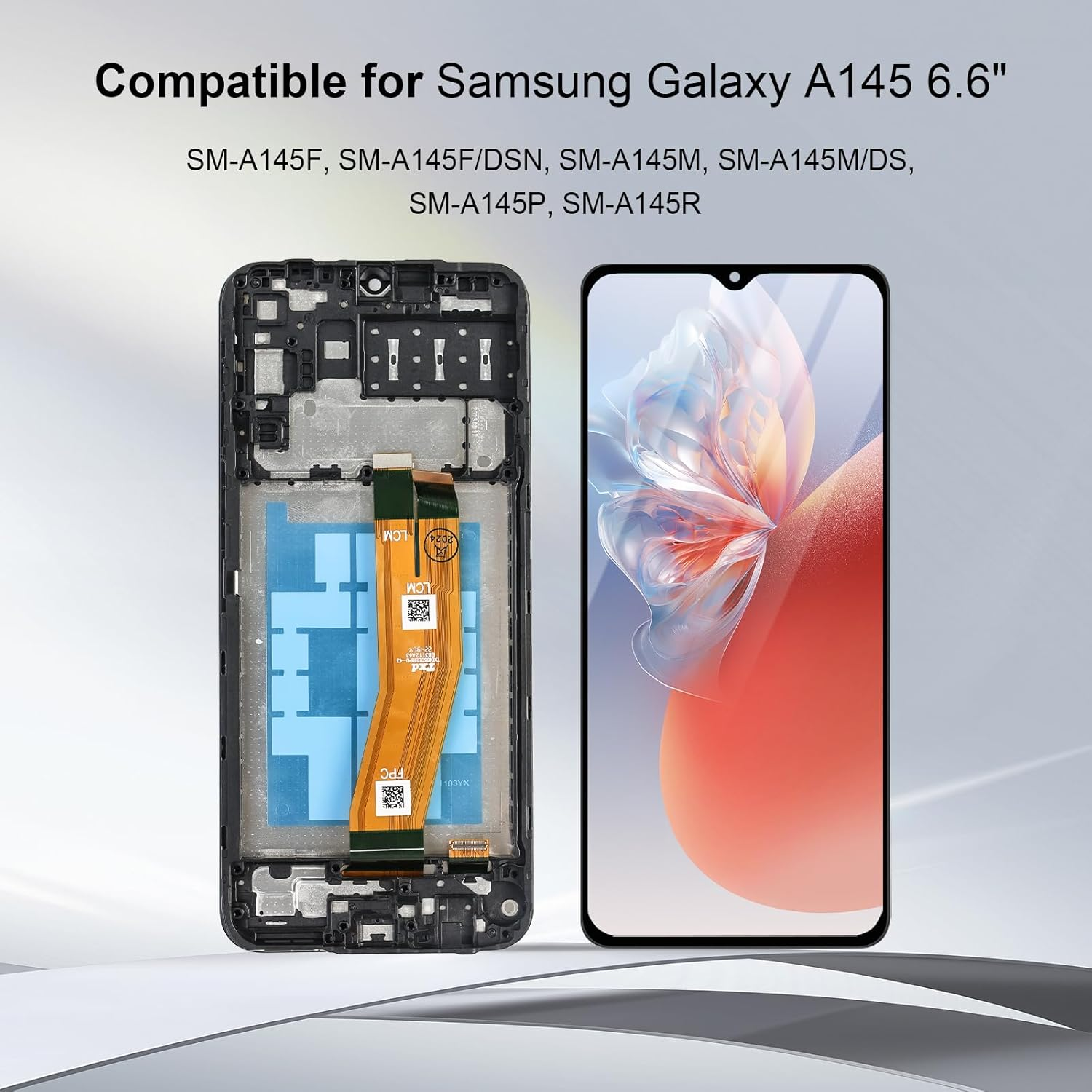 Dinow Samsung Galaxy A14 4G Screen Replacement Screen for Samsung A14 LCD Touch Screen A145 Digitizer with Frame (Black) image number 3