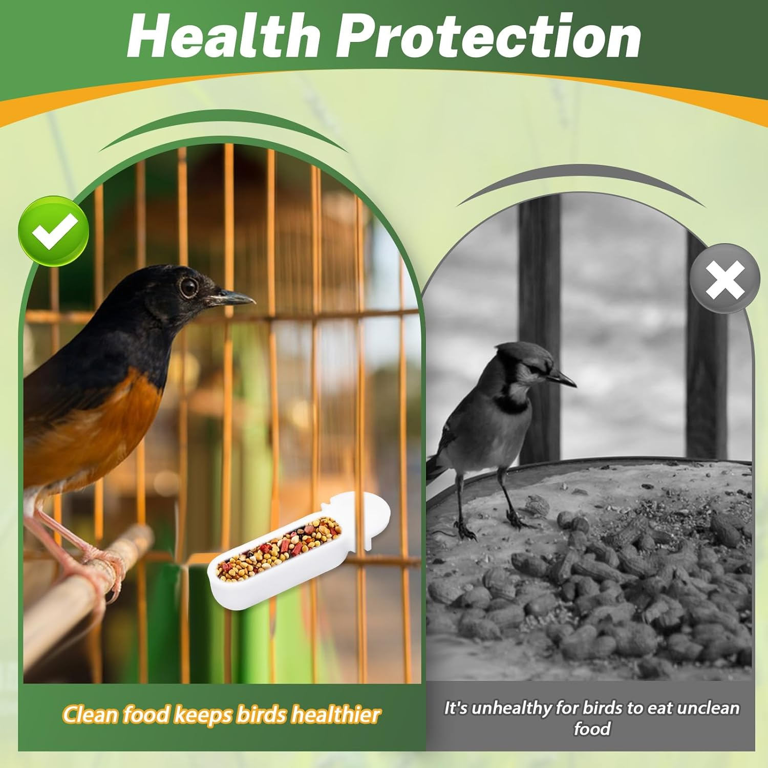 4 Pcs Small Bird Detachable Transparent Bowl with 8 Pcs Small Food Cups, Parrot Plastic Food Feeder Convenient Hanging Food Cups for Canary Finch Parrot (Transparent) image number 4