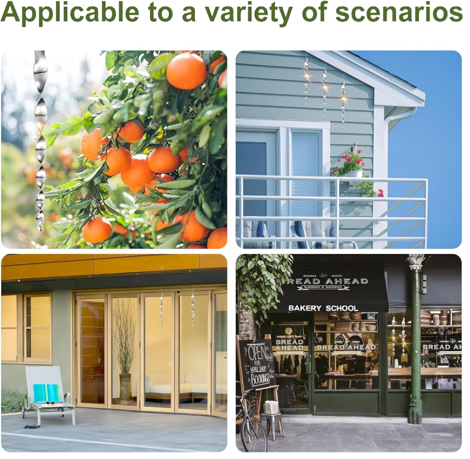 6 Reflective Scare Rods & 80M Reflective Tape, Bird Deterrent Kit ，Visual Bird Repellent for Gardens, Trees and Roofs image number 3