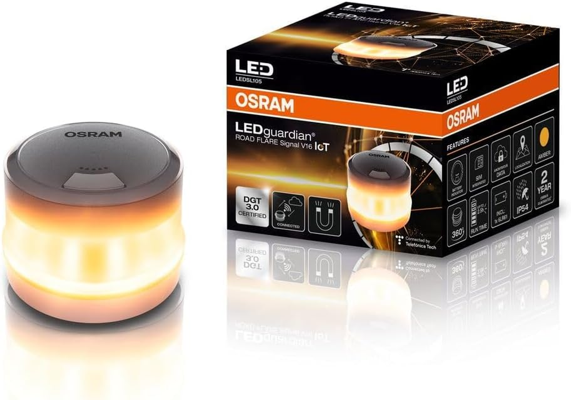 OSRAM Ledguardian Road Flare Signal V16 Iot, DGT 3.0 Certified LED Warning Light, Mandatory Use in Spain, 1900K, Real Time Localization image number 2
