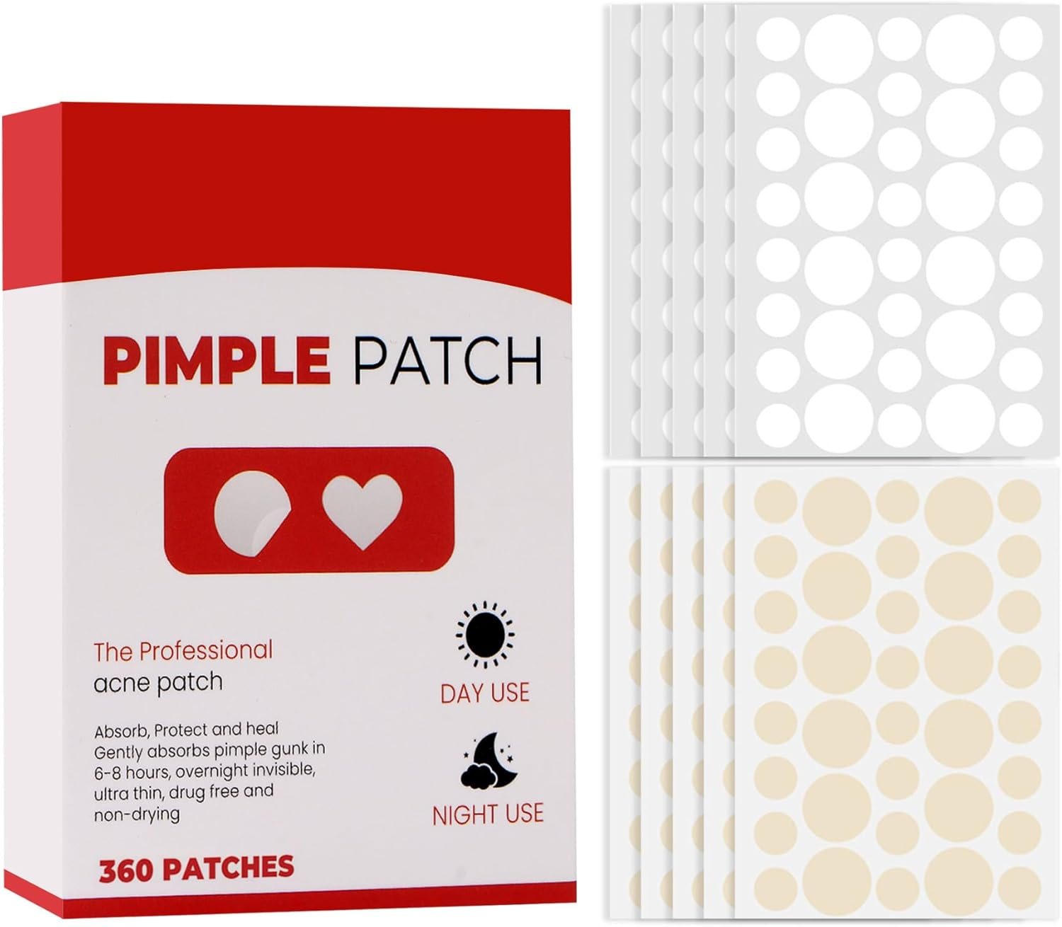 Acne Pimple Patch &ndash; 360Pcs Hydrocolloid Spot Stickers for Face, Invisible & Waterproof, Suitable for All Skin Types