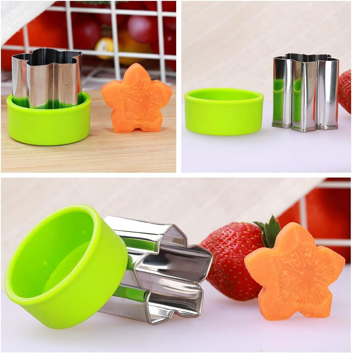 1.5" Vegetable Cutter Shapes Set - Mini Cookie Cutters Fruit Cookie Pastry Stamps Mold for Kids Baking and Food Supplement Tools Accessories (8Pack) image number 4