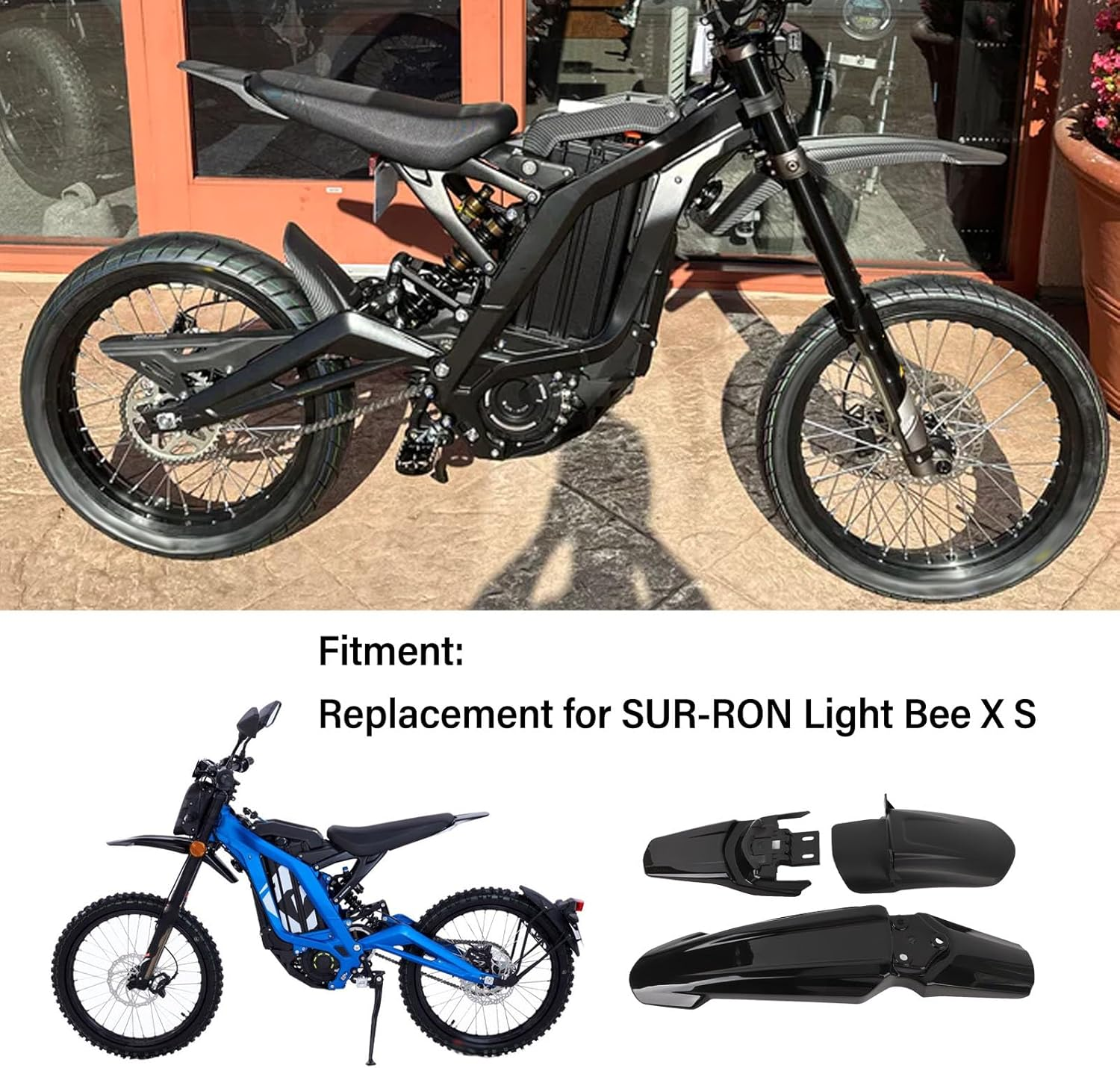 Motorcycle Front Rear Mud Guard, High Strength Rear Wheel Cushion Mud Guard, Dirt Protector Cushion Mudguard Shock Flap for Sur‑Ron Light Bee X S, Comprehensive