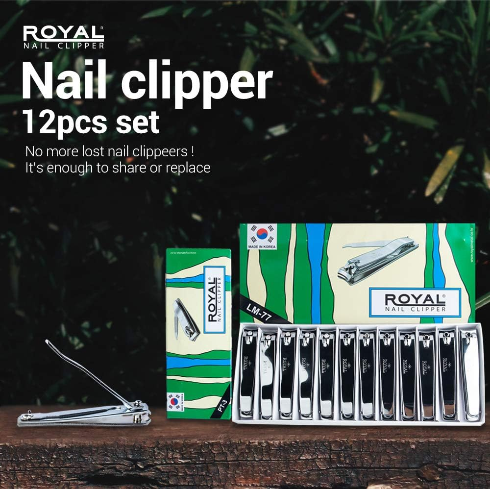 [Made in Korea] 12Pcs ROYAL Nail Clippers, Curved Blades, Medium Size image number 4