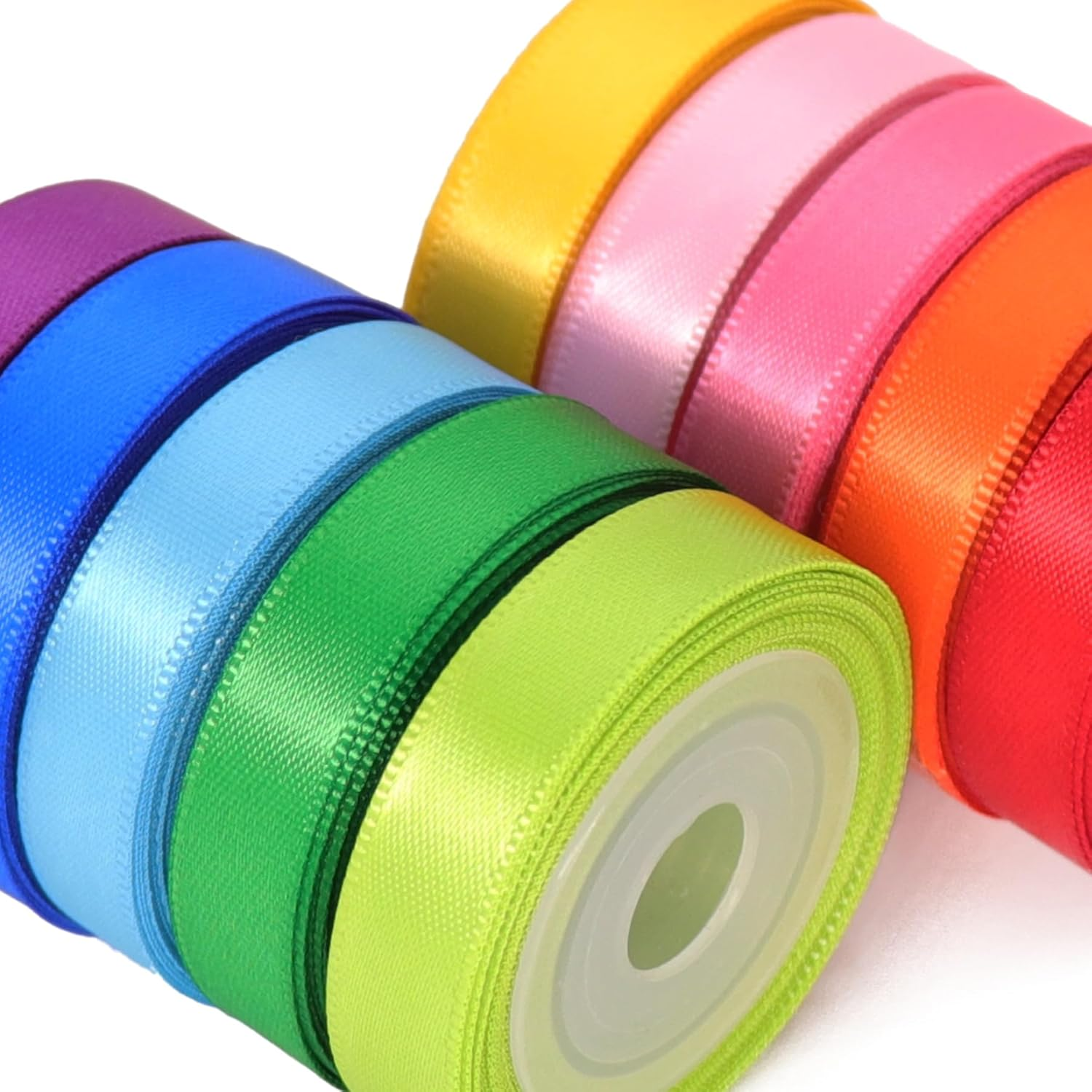 GROWDXZ Rainbow Colorful Ribbon 3/8 Inch Double Face Satin Ribbon for Gift Wrapping DIY Crafts Birthday Party Decoration 10 Rolls Total 50 Yards image number 5