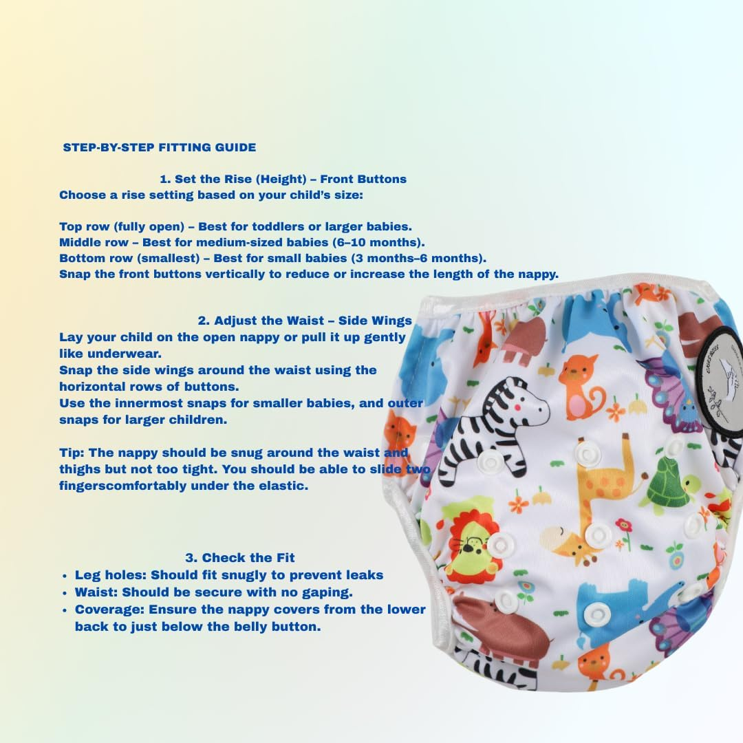 Eka'S Bliss Cuddles and Snuggles Swim Nappy Reusable Small to Medium Size Adjustable Swimming Diaper Washable Ideal for Boys and Girls Infant Toddlers and Babies, Pack of 2 image number 6