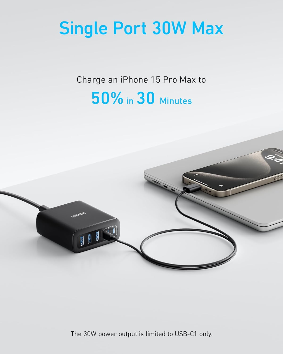 Anker Desktop Charger, Fast Charging USB C Charger, 112W Max 6-Port Charging Station, for Iphone, Ipad, Macbook, Samsung and More (Cable Not Included) image number 3