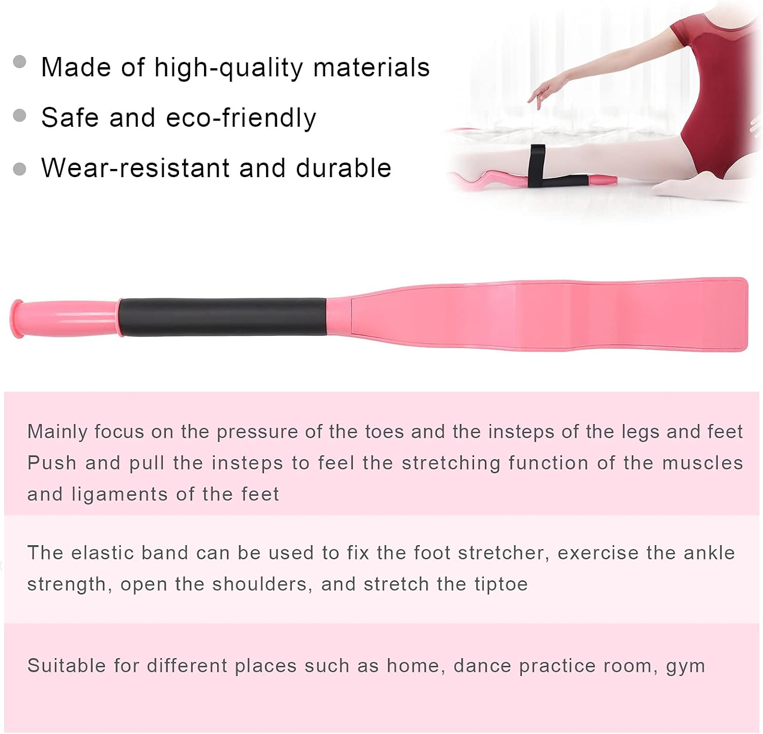 Professional Ballet Foot Stretcher, Portable Dance Stretching Equipment with Elastic Stretch Band, Silicone Foot Cover, Small Bag for Easy Carry, for Dancers, Yoga People