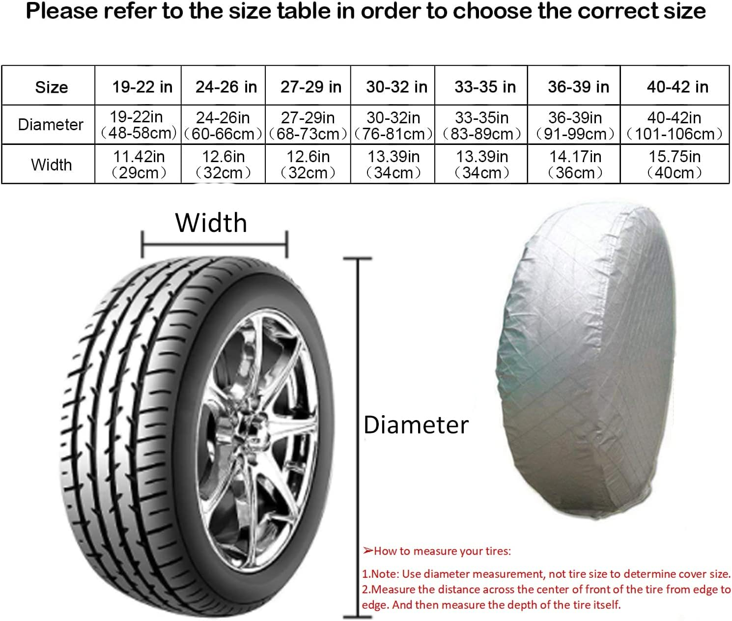 Tire Covers,4Pcs Tire Cover Waterproof Dustproof Aluminum Film Anti‑Uv Tyre Spare Wheel Protector with Hooks for Car RV SUV Truck Trailer,Fit 40-42 Inch Tire Diameter/Silver image number 4