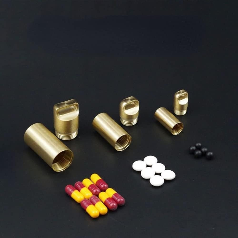 Brass Pill Box Waterproof Pill Box Small Medicine Bottle Medicine Box Outdoor Hiking Camping (L) image number 1