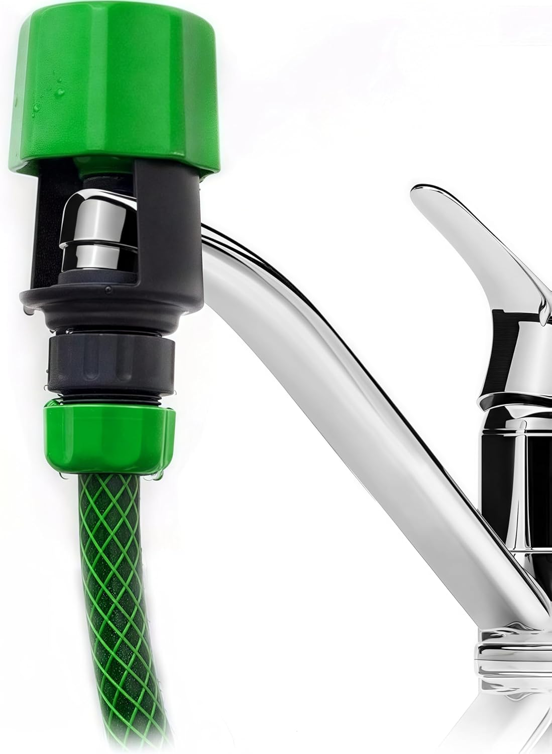 Universal Kitchen Tap to Garden Hose Connector, Indoor Outdoor Mixer Tap Adapter, Green image number 3