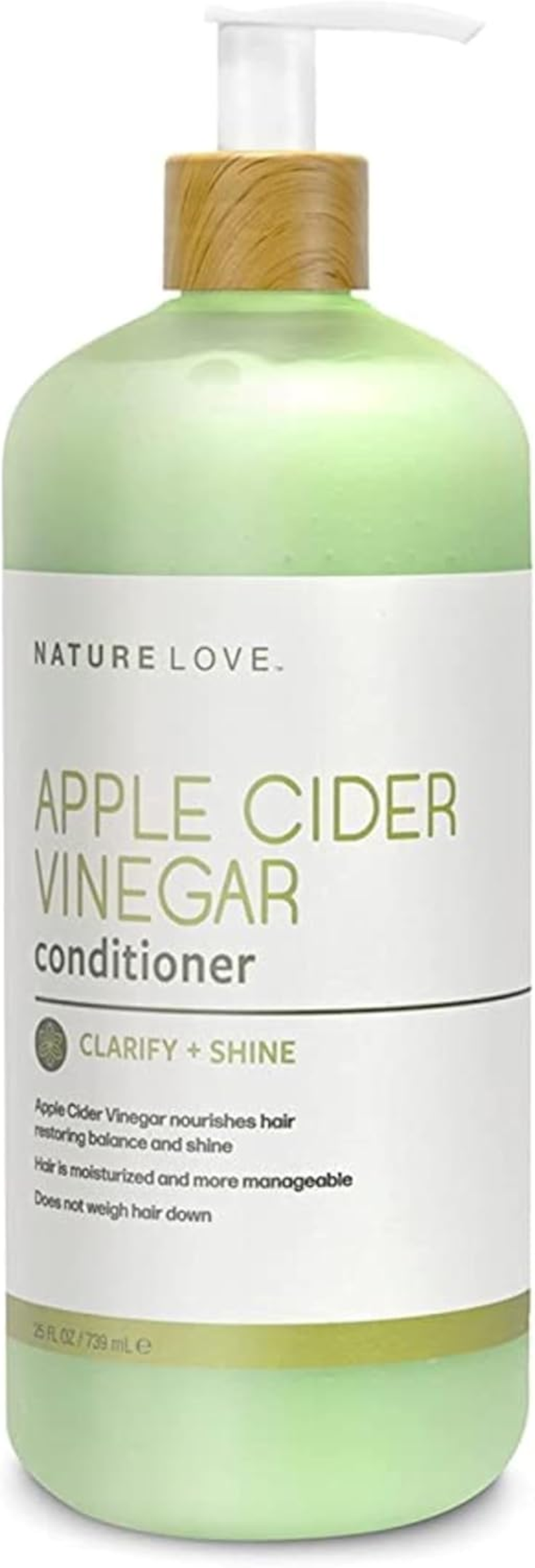 Nature Love Apple Cider Vinegar Conditioner | Clarify + Shine | Revitalize Hair and Scalp | Purifies without Stripping | Paraben Free, Cruelty Free, Made in USA (25 Oz) image number 1