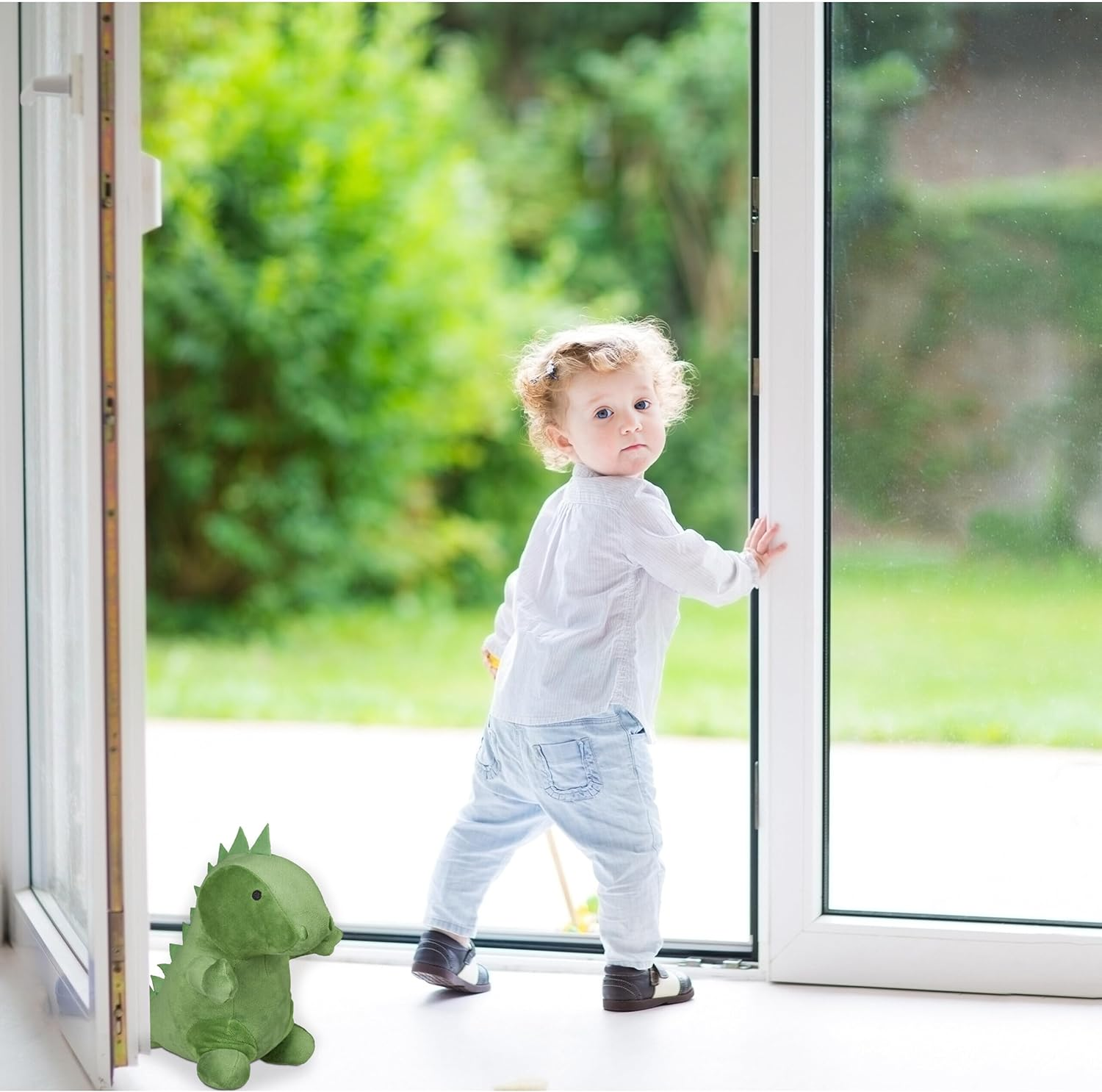 Relaxdays Dinosaur Door Stop Fabric Filled with Sand for Floor Interior Heavy Duty Decorative Door Bag Animal H X W X D 24 X 16 X 24 Cm Green image number 5