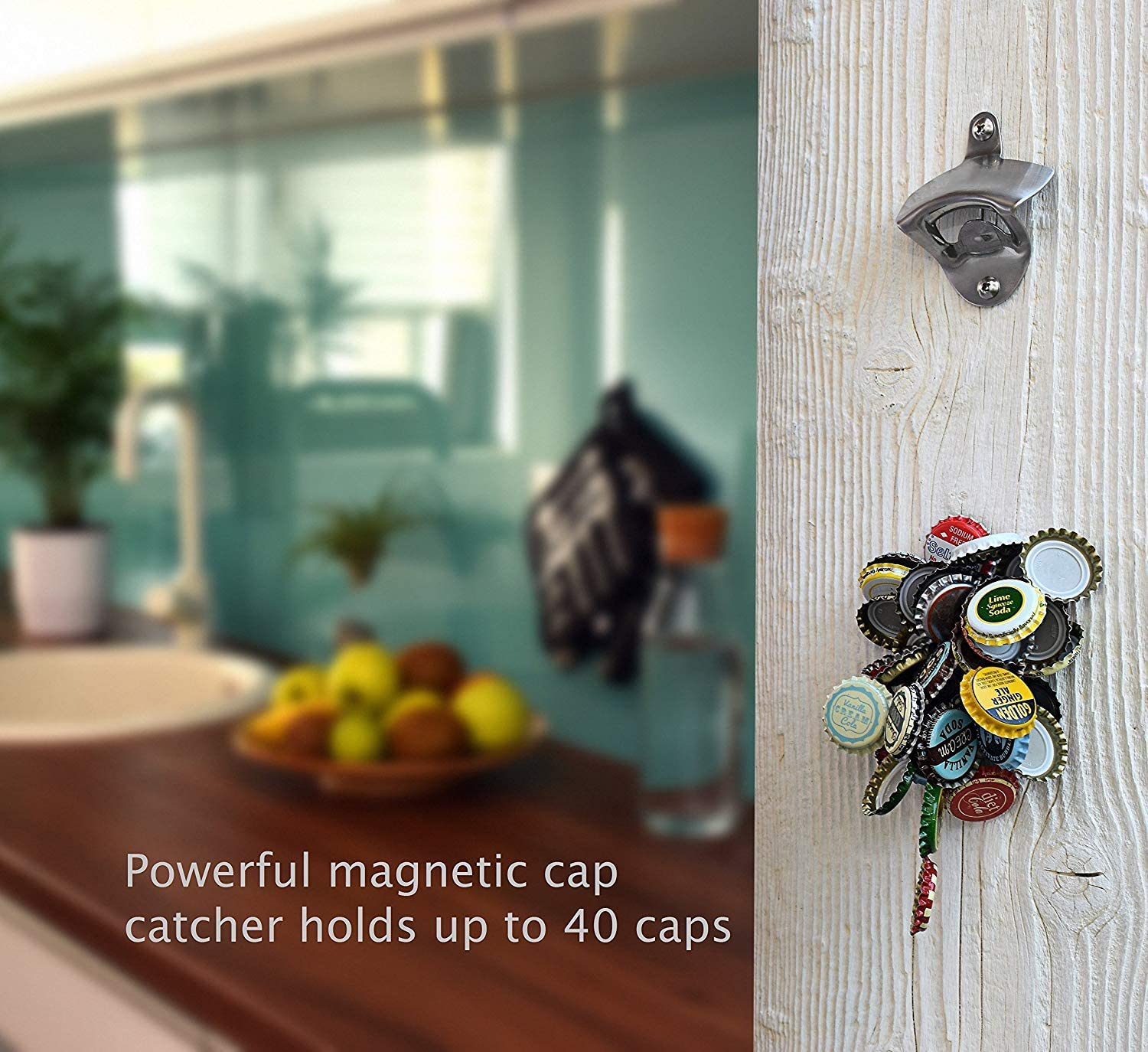 Wall Mounted Beer Bottle Opener with Magnetic Cap Catcher | Unique Present for Friends, Men, Women, Housewarming Gifts | Dad Birthday Gift Ideas image number 5