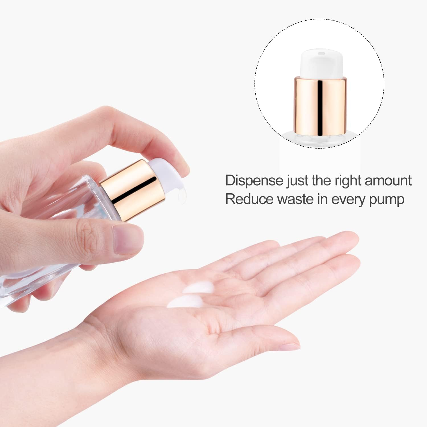 4 Pack 30Ml/1Oz Clear Glass Pump Bottle Empty Square Lotion Foundation Container Refillable Cosmetic Dispenser with Press Pump for Essence Emulsion Cleanser Body Cream - Golden Lid image number 5