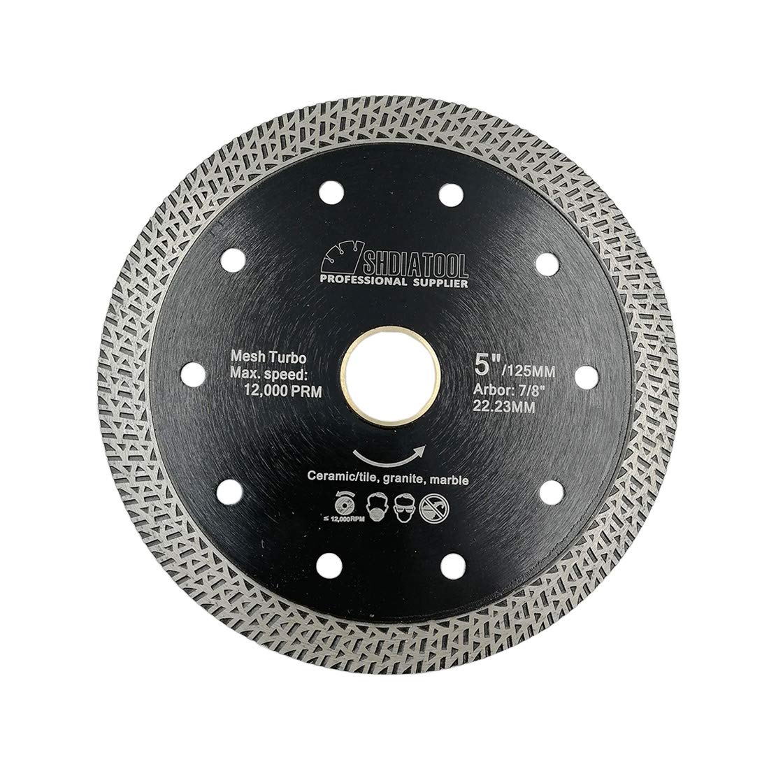 SHDIATOOL Diamond Porcelain Saw Blade Dia 125Mm / 5 Inch with Mesh Turbo for Tile Ceramic Granite Marble image number 2
