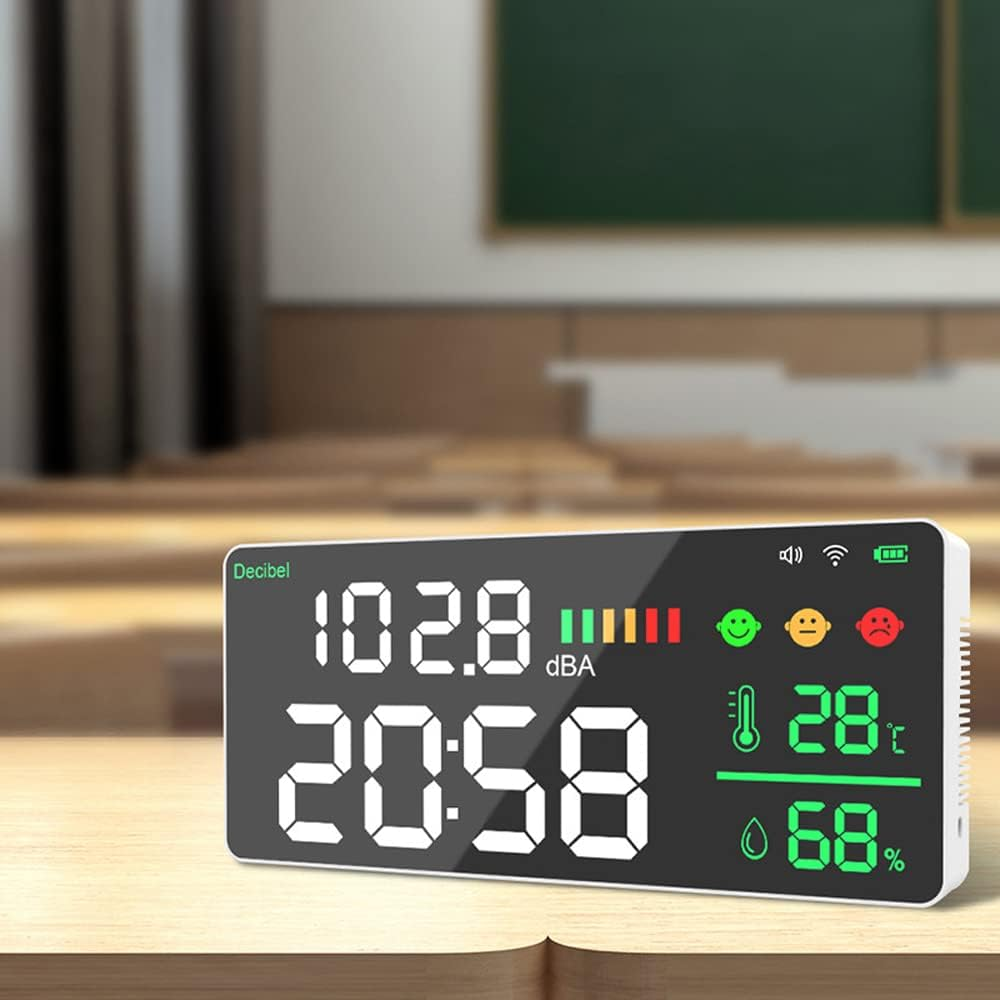 Tuya Wifi Decibel Meter 4In1 Temperature Humidity Decibel Test Alarm Clock 11Inch LED Color Display Tuya Intelligent Linkage APP Control Noise Decibel Meter image number 3