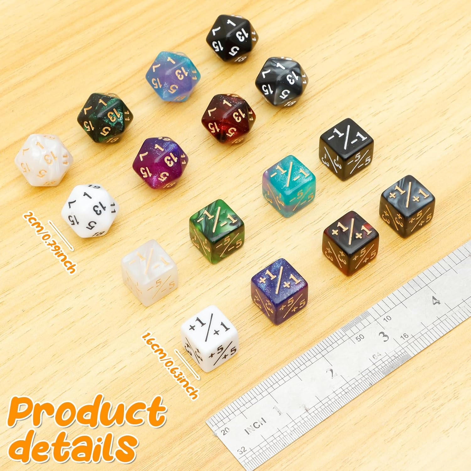 UKQRRTC 56 Pcs Counter Dice Set, Acrylic Magic the Gathering Dice Set, Portable MTG Counter for Home Outdoor Party image number 3