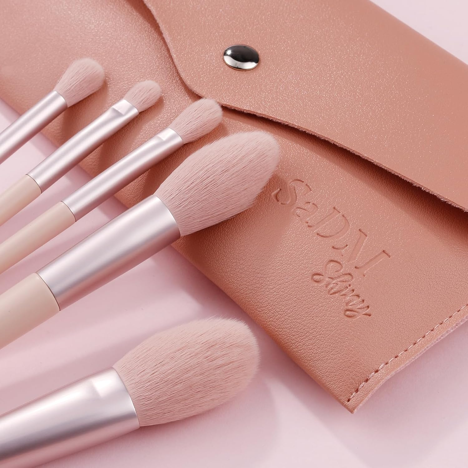 Makeup Brush Set (11 Pieces) - Includes Foundation, Powder, Concealers, Highlighter, Contour, Eye Shadows & Blush Makeup Brushes - Face & Eye Make up Brushes with Soft Bristles - Leather Bag Included image number 1