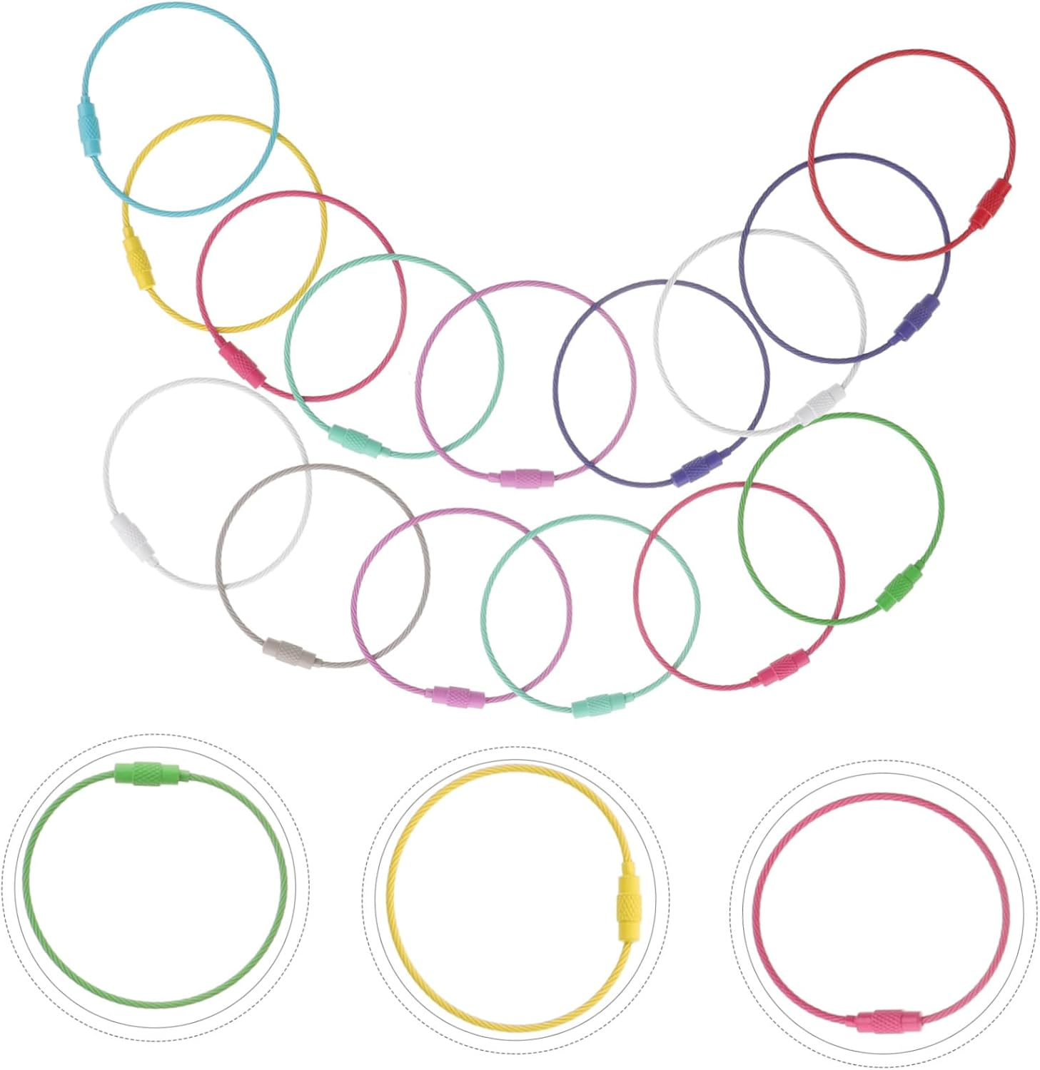 Generic 15Pcs Wire Key Chain Loop Holder Durable Wire Rings for DIY Projects Luggage Tags and Key Management Versatile Keyring image number 3