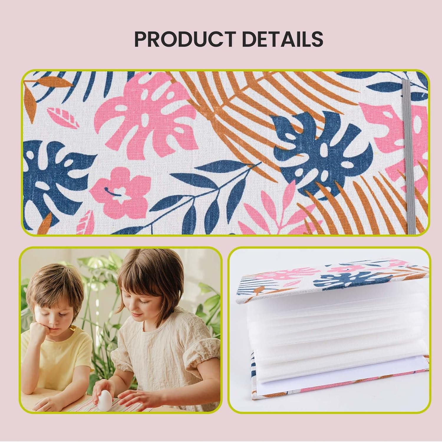 4X6 200 Pocket Photo Album with Soft Linen Cover,Family Memory Book for Home,Wedding, Anniversary, Baby, Vacation(200 Photos,Plantain Leaves) image number 4