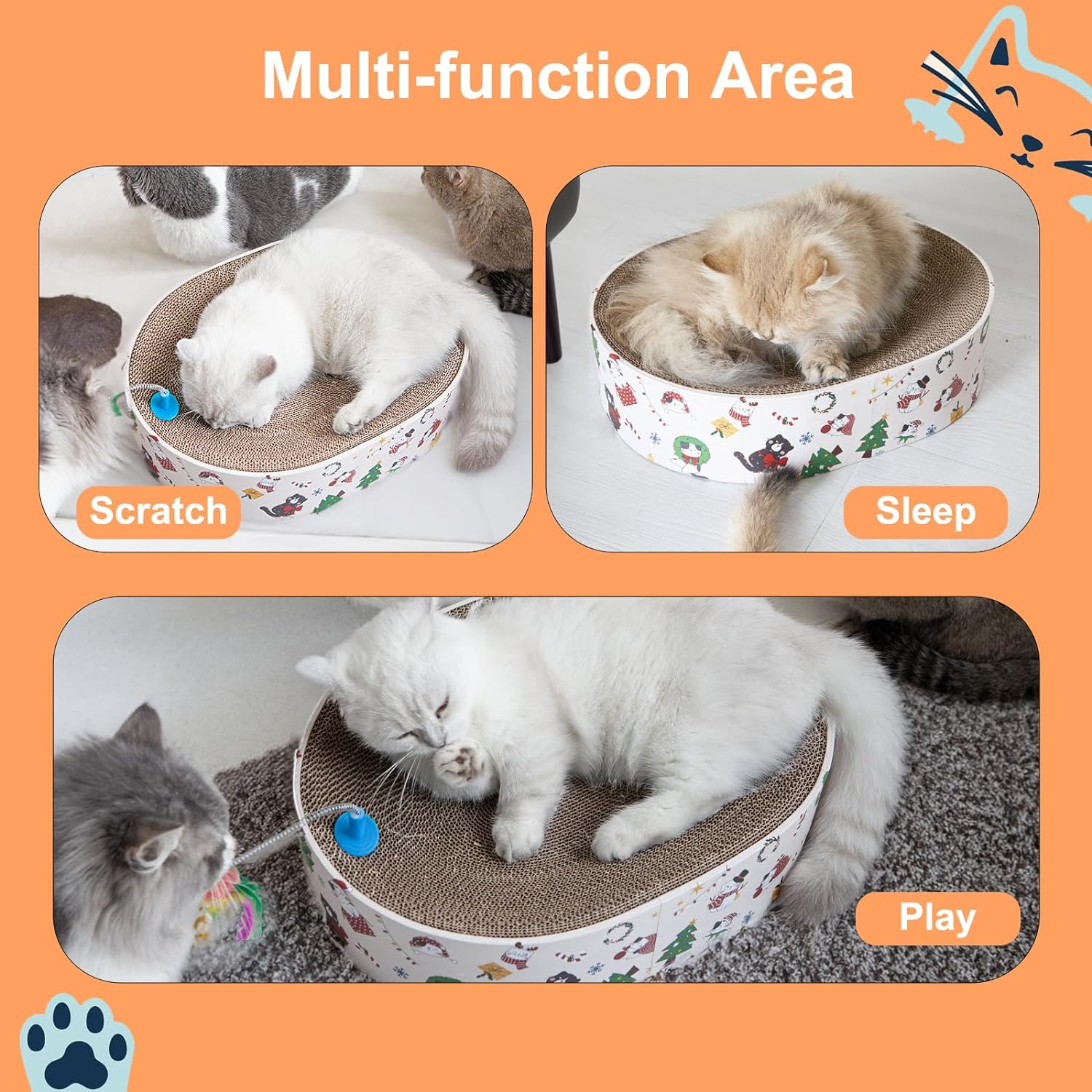 Oval Cat Scratcher Cardboard,Cat Scratch Posts,Durable Recycle Scratching Board for Furniture Protector Scraching Trees Towers image number 6