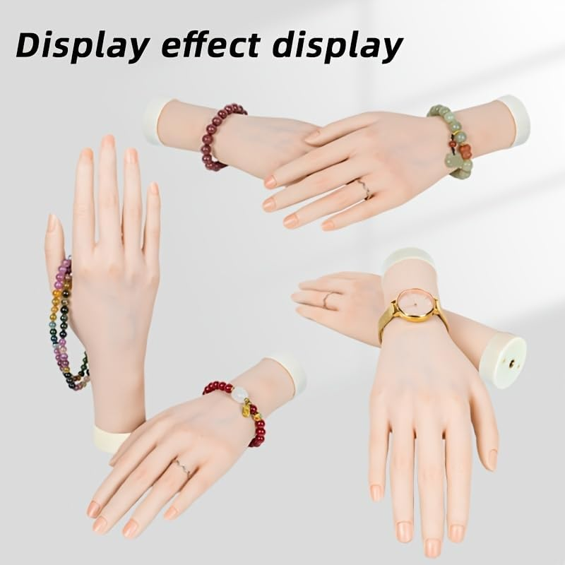 1 X Practice Nail Art Trainer Training Hand Tool Left Flexible Hand Model Flexible Display Hand Manicure Practice Prosthesis Hand for Nails - White image number 3