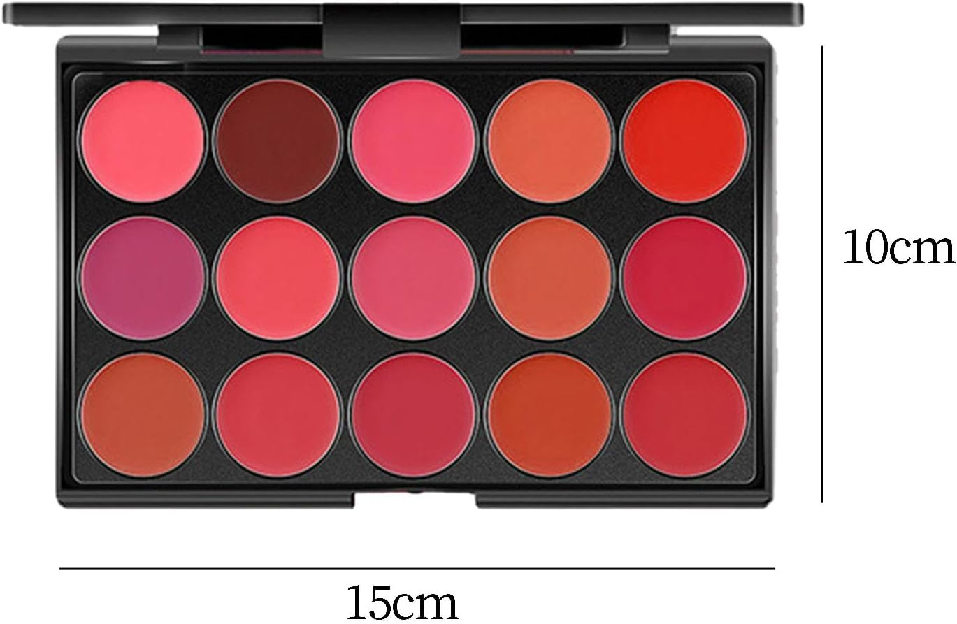 TENOL Lipstick Palette, Palette,Professional Cosmetic Non Sticky Lip Glosses Makeup Set, 15 Colors for Nude Lip, Gift Beginner, Style A