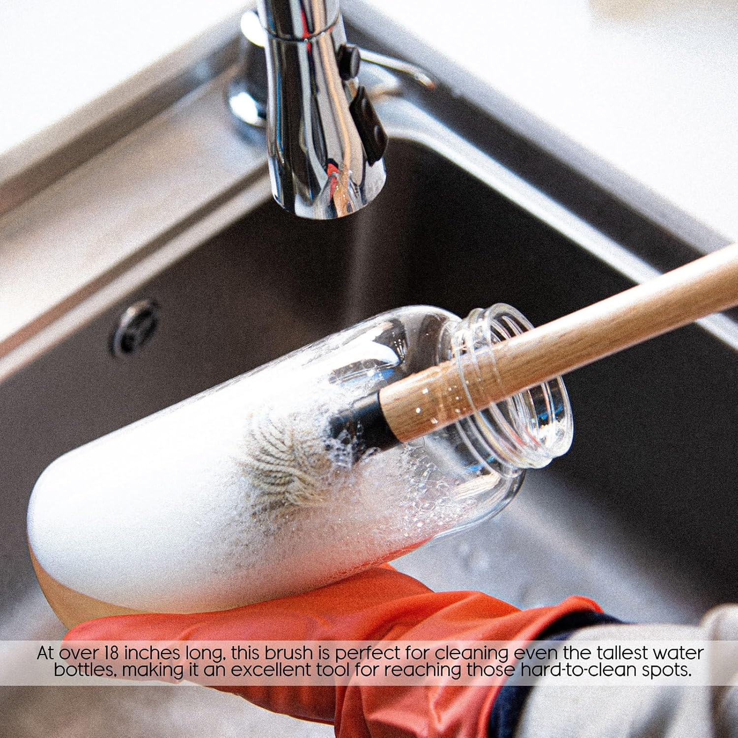 Donxote 18 Inch BBQ Mop Brush Set of 2, with 6 Extra Replacement Heads, Wooden Long Handle Cotton Head Mopping Basting Grill Sauce Perfect for Grilling Smoking Steak Marinade or Glazing