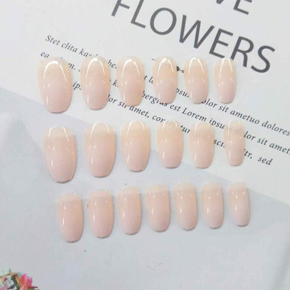 24Pcs False Nails Nude Full Cover Fake Nail Tips Glossy Coffin Artificial for Women image number 2