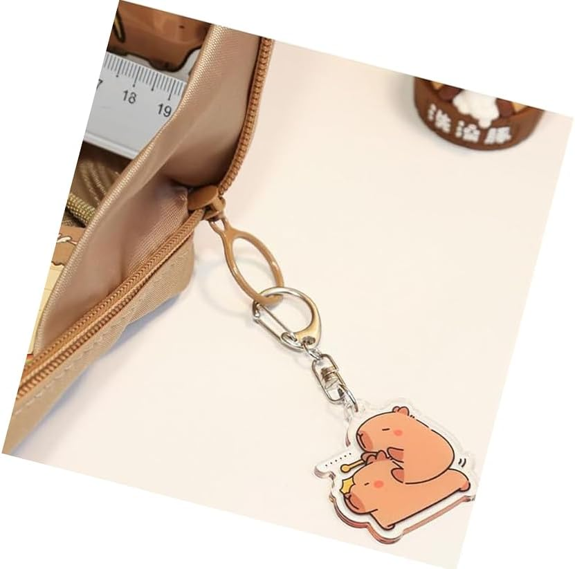 WEZCHUGHAOL Capybara Stationery Set, Cartoon Pencil Bag, Cute Pencil Case with Pens, Clips, Rulers and More, Wide Opening Pen Organiser