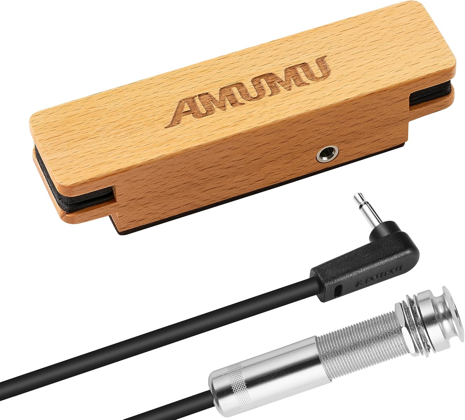 Amumu NEO-SP31 Passive Neodymium Magnetic Soundhole Pickup with 1/4 Bronze Strap Jack for 3.82In to 4.33In Soundhole Steel String Acoustic Guitar