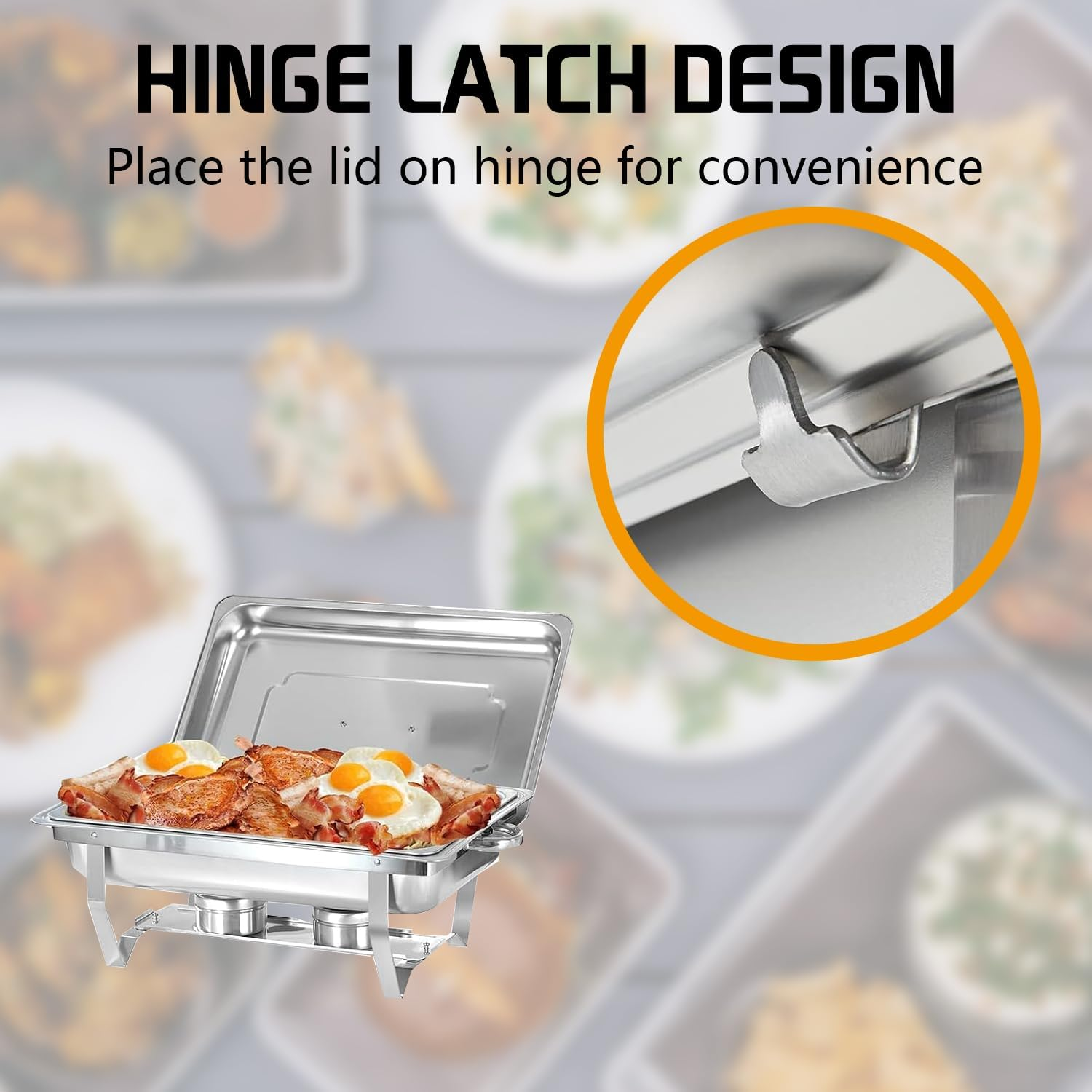 Chafing Dish Buffet Set with Covers 9L Chafing Dish Stainless Steel Food Buffet Warmer Pan, Buffet Servers and Warmers for Catering Event Party Banquet (1PCS 1 Trays)