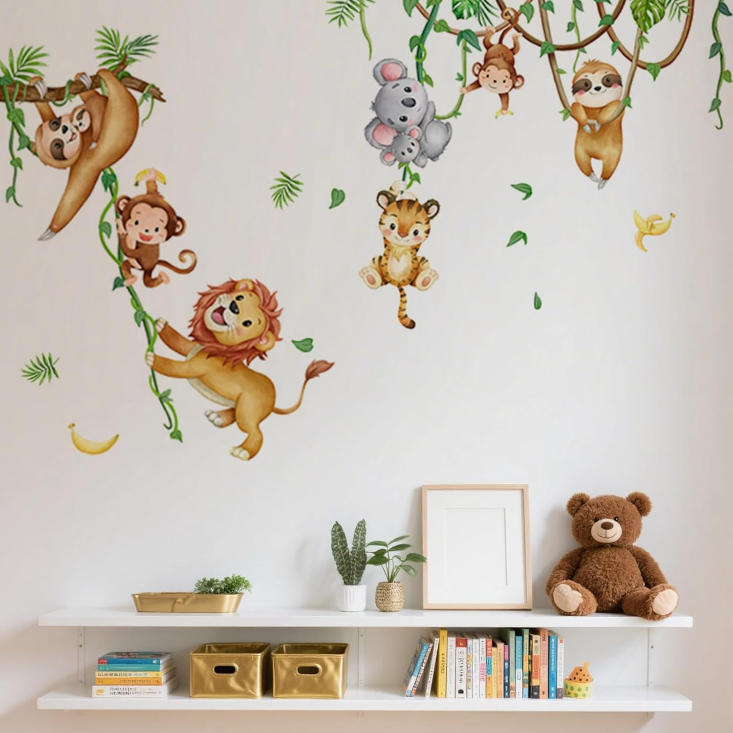 Jungle Animal Tree Wall Stickers Safari Animals and Trees Wall Stickers Peel and Stick Art Decals Suitable for Baby Room Playroom Bedroom Classroom Kindergarten Wall Decoration (30X60Cm) image number 3