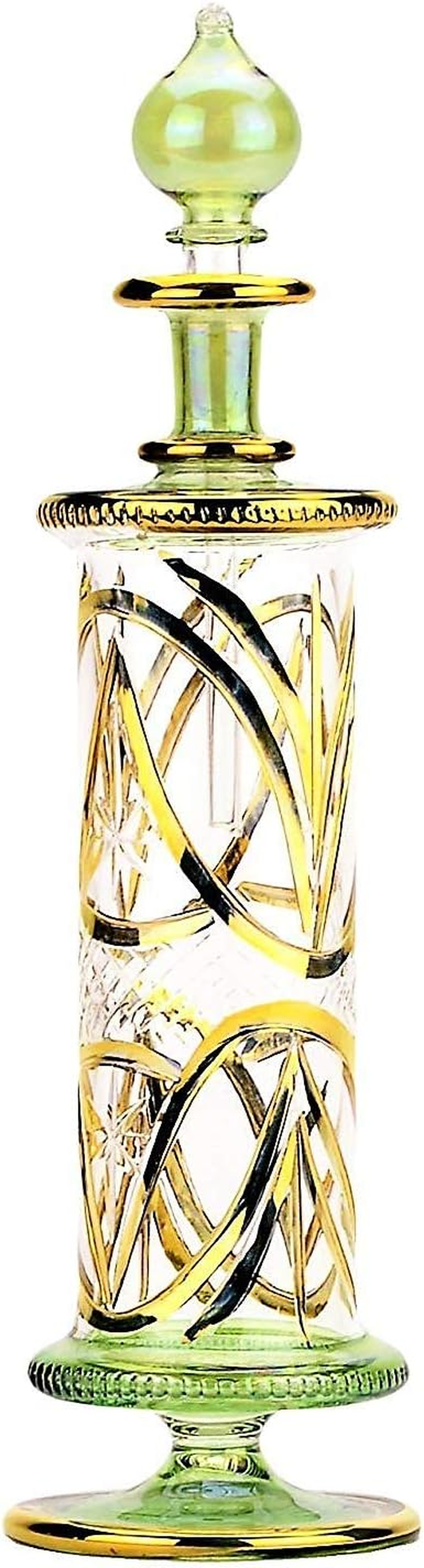 Nilecart X Large Egyptian Perfume Bottles Handmade in Egypt with 24K Gold Decoration Your for Perfume, Essential Oils, Egyptian Decoration or Party Table Centerpiece (Honey)