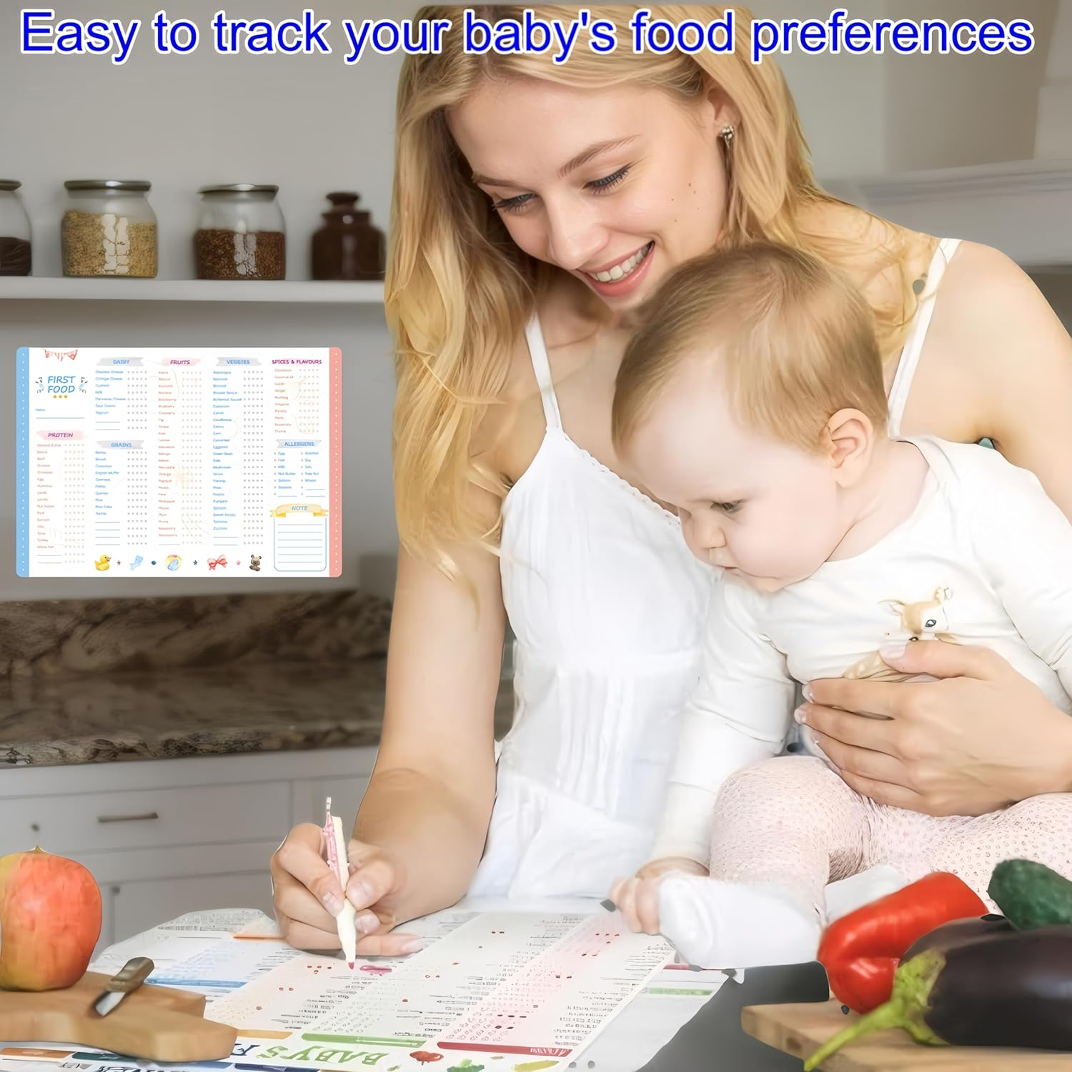 Baby First Food Tracker Fridge Magnet Whiteboard Daily Food Log Dry Erase Activity Poster image number 2