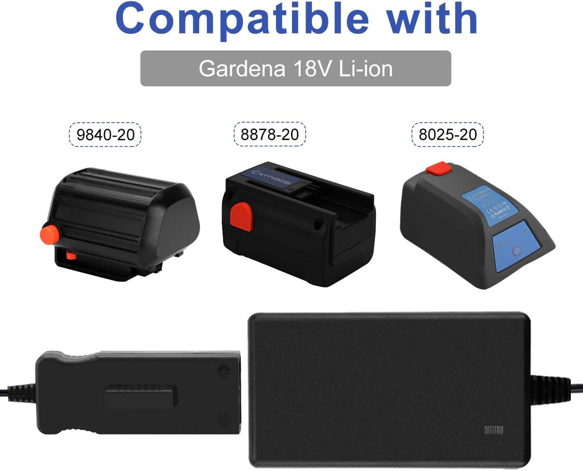 Exmate 18V Charger for Gardena 9840-20 8878-20 8025-20 18V Lithium Batteries (Not for Ni-Mh/Ni-Cd Batteries) image number 1