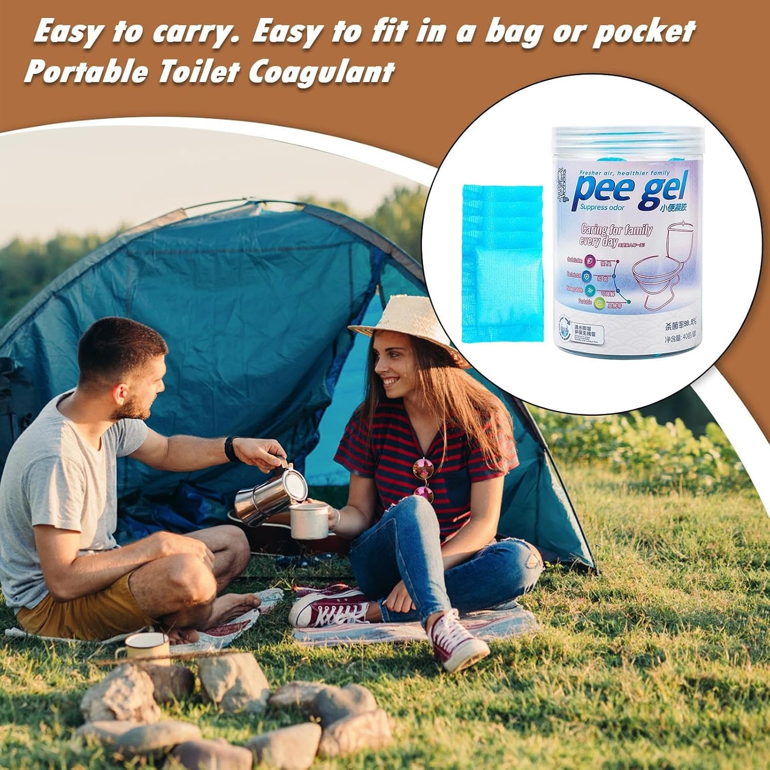 Urine Gel | Poop Gel for Portable Toilet | Absorbent Solidifier for Boat Voyages Outdoor Road Hiking Airplane Flights Car Travel image number 1