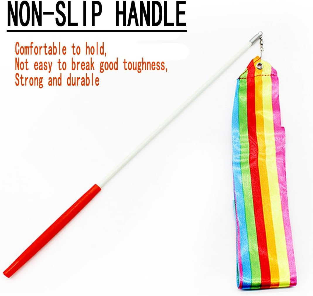 XUTONG 15PCS Dance Ribbon,Rainbow Party Dance Ribbons for Rhythmic Gymnastics Birthday Party Decoration Supplies