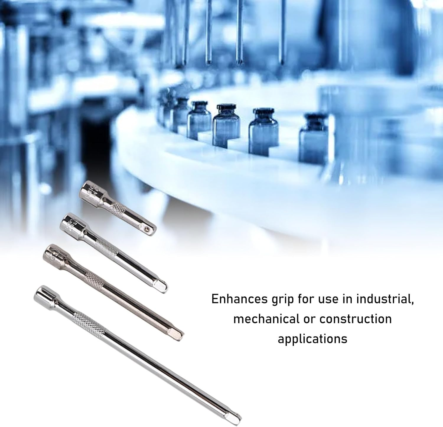 1/4 Inch 4 Piece Drive Socket Extension Bar Set Long Shaft Ratchet 50 75 100 150Mm Industrial Mechanical Work Tool image number 3