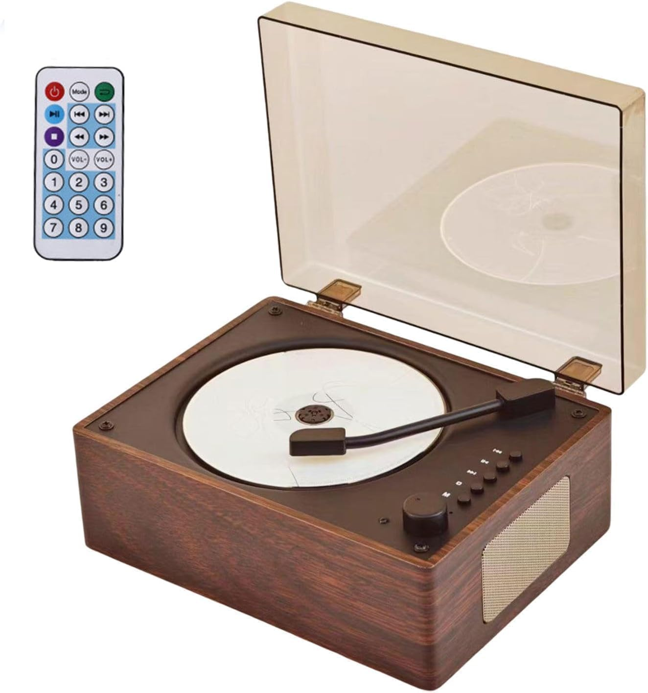 Retro Portable CD Player with Dual Hifi Speakers, Bluetooth 2000Mah Rechargeable Wood CD Music Players for Home image number 5