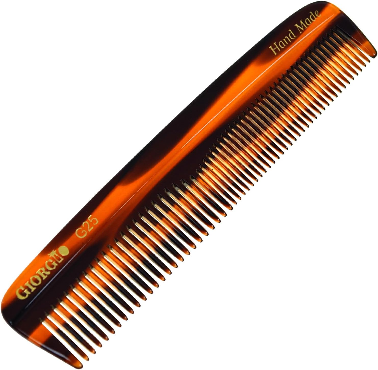 Giorgio G25 Finetooth and Widetooth Pocket Comb - Hair Styling Comb for Men and Women, Handmade Beard Combs for Men, Barber Combs, for Grooming,Saw Cut and Polished (Tortoiseshell) image number 6