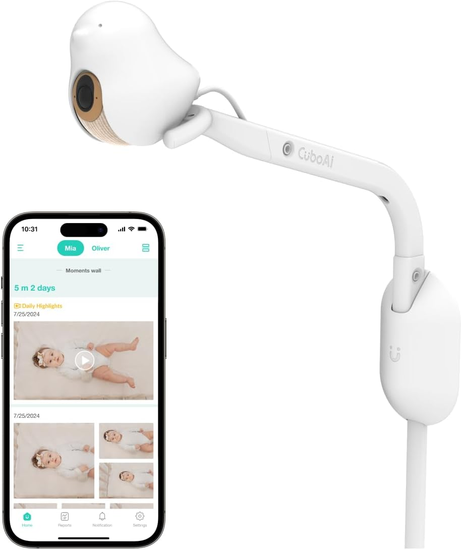 Cuboai Smart Baby Monitor 3 with Wall Mount, 2.5K QHD Night Vision Wifi Camera, 2-Way Audio, Temperature & Humidity Sensor, Cry Detection, Sleep Safety Alerts for Covered Face, App Control image number 3