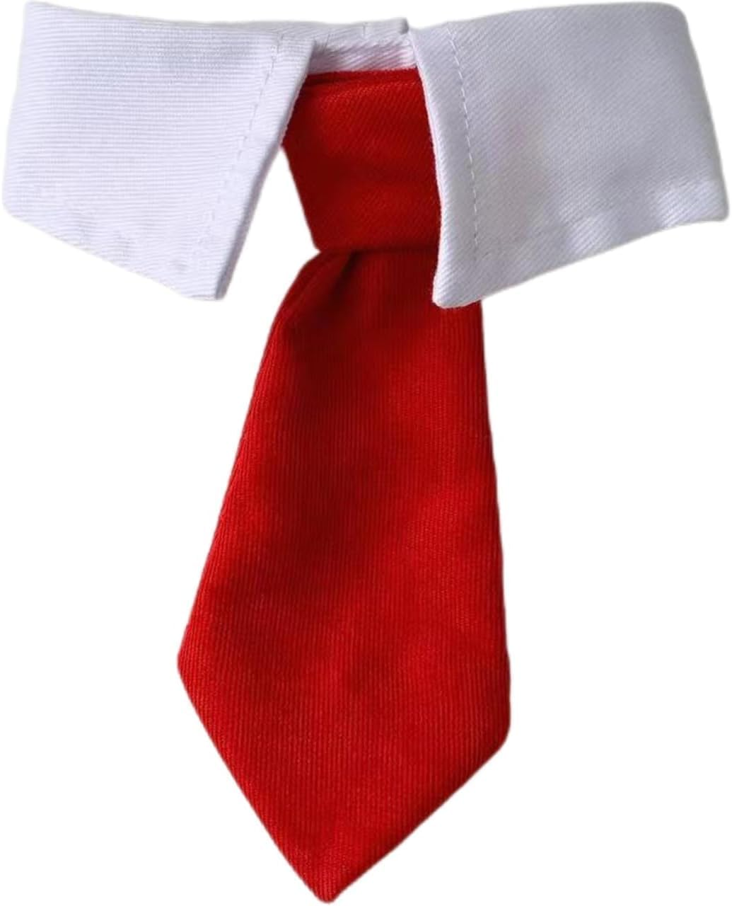 Dog Bow Tie, Gofunway Cat Formal Dog Wedding Attire White Puppy Collar Adjustable White Dog Tuxedo Collar with Black Dogs Neckties Pet Tuxedo Costume for Cats (Red, Small)