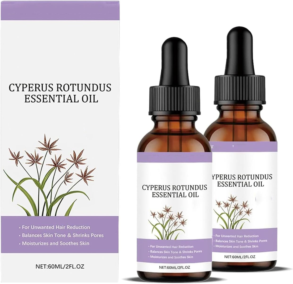 Glowoman - Cyperus Rotundus Oil, Natural Cyperus Rotundus Oil for Hair Removal, Reduces Unwanted Body Hair Growth, Soothing and Gentle, Shrink Pores, for All Skin Types (1Pc)