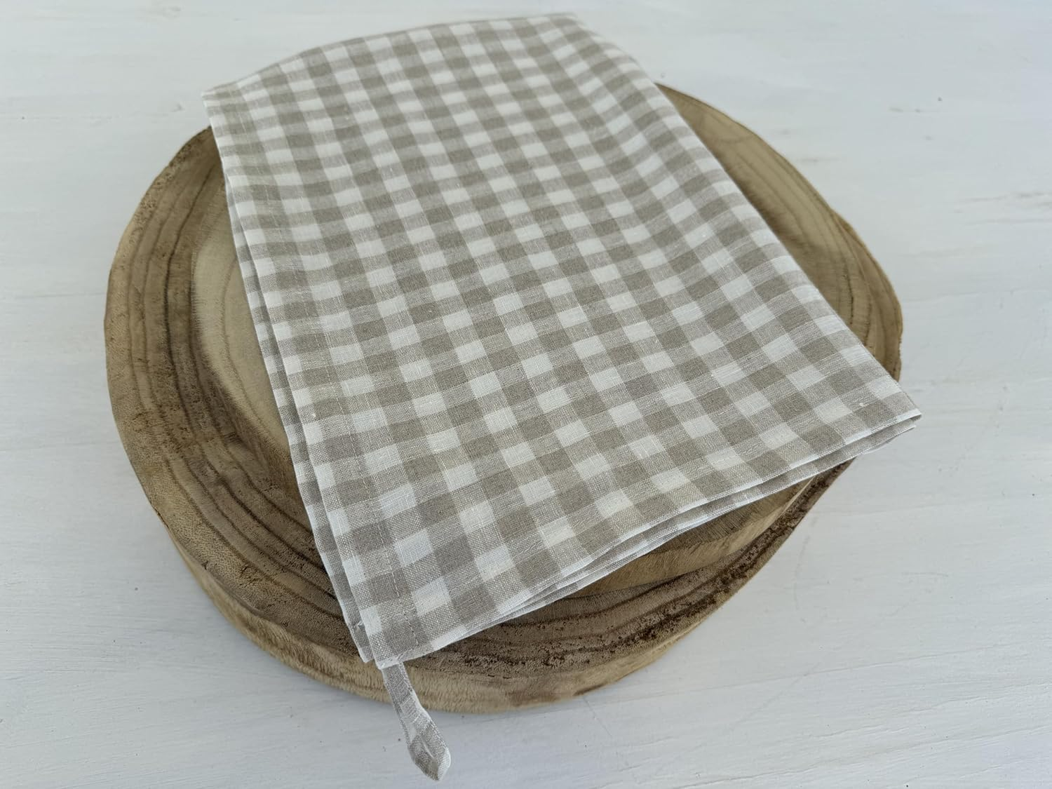 Eight Owls Stonewashed Linen Kitchen Dish Towels - 20 X 27 Inch &ndash; 100% Pure Linen Tea Towel/Hand Towel - Set of 2 (Natural Check) image number 1