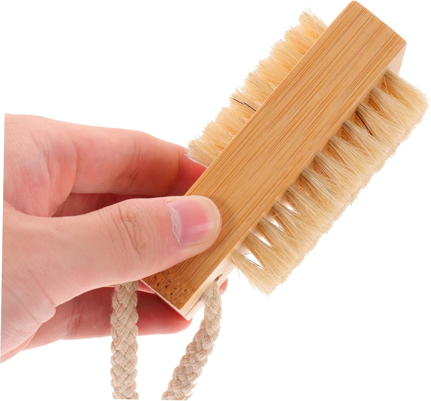 MUCKLILY 2Pcs Bamboo Nail Brush Professional Double Sided Nail Cleaners Gently Remove Debris and Dead Skin image number 6