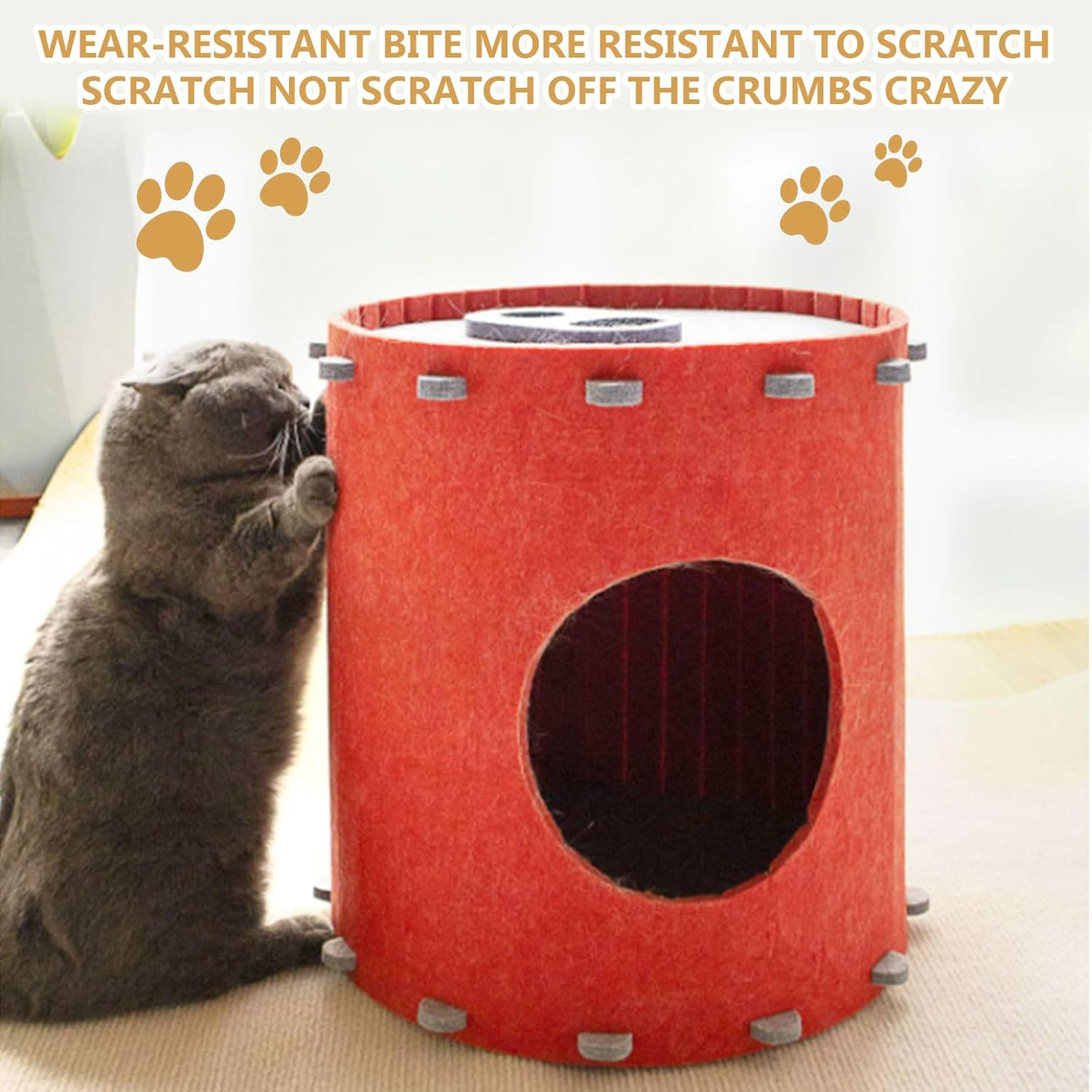 Cola Felt Cat Cave, 2 Levels, Felt Cat House, Cat Bed, Cat Cave for Cats, 42 X 41 X 41 Cm, Cat House for Rental, Cats for Sleeping, Hiding and Romping image number 5