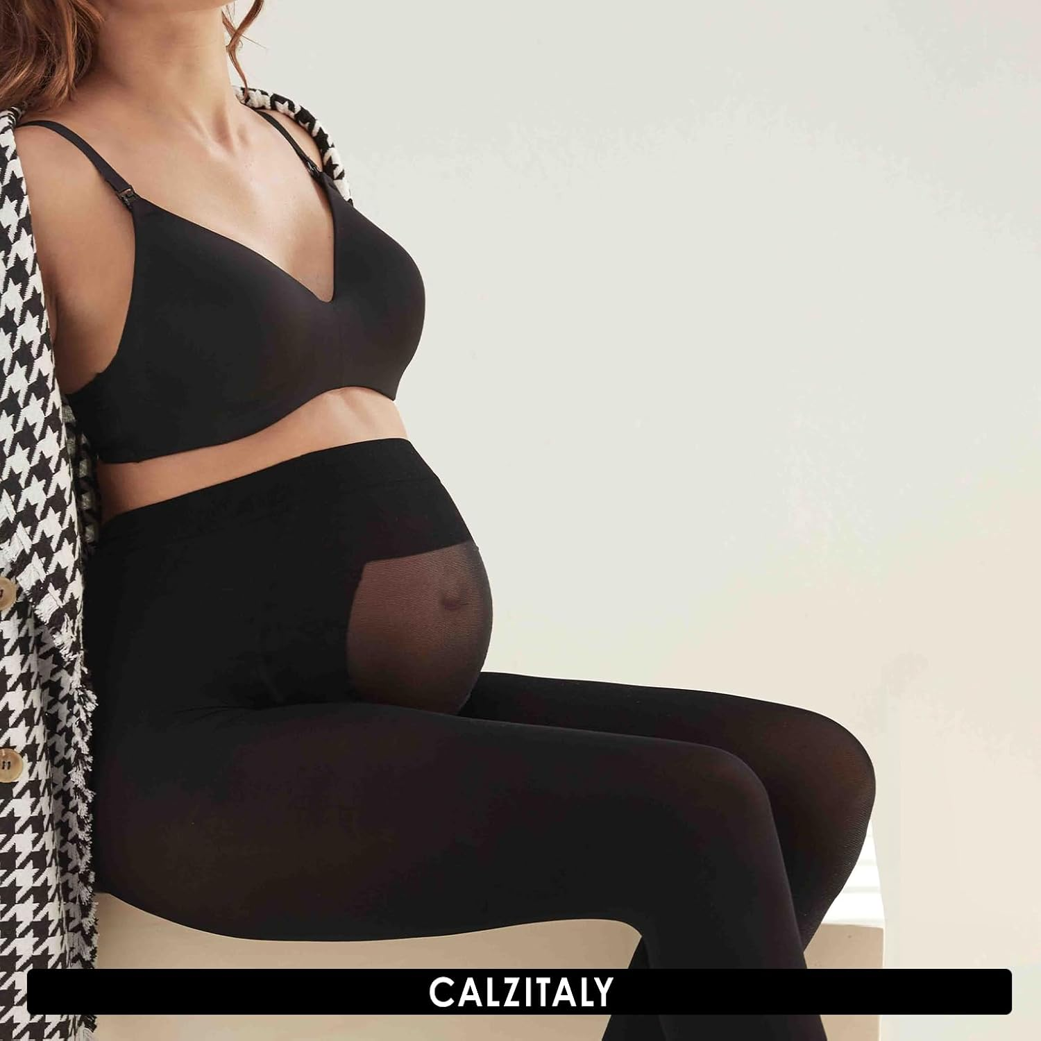 OPAQUE MATERNITY PANTYHOSE | PREGNANCY TIGHTS | 100 DEN | BLACK | ITALIAN HOSIERY | image number 6